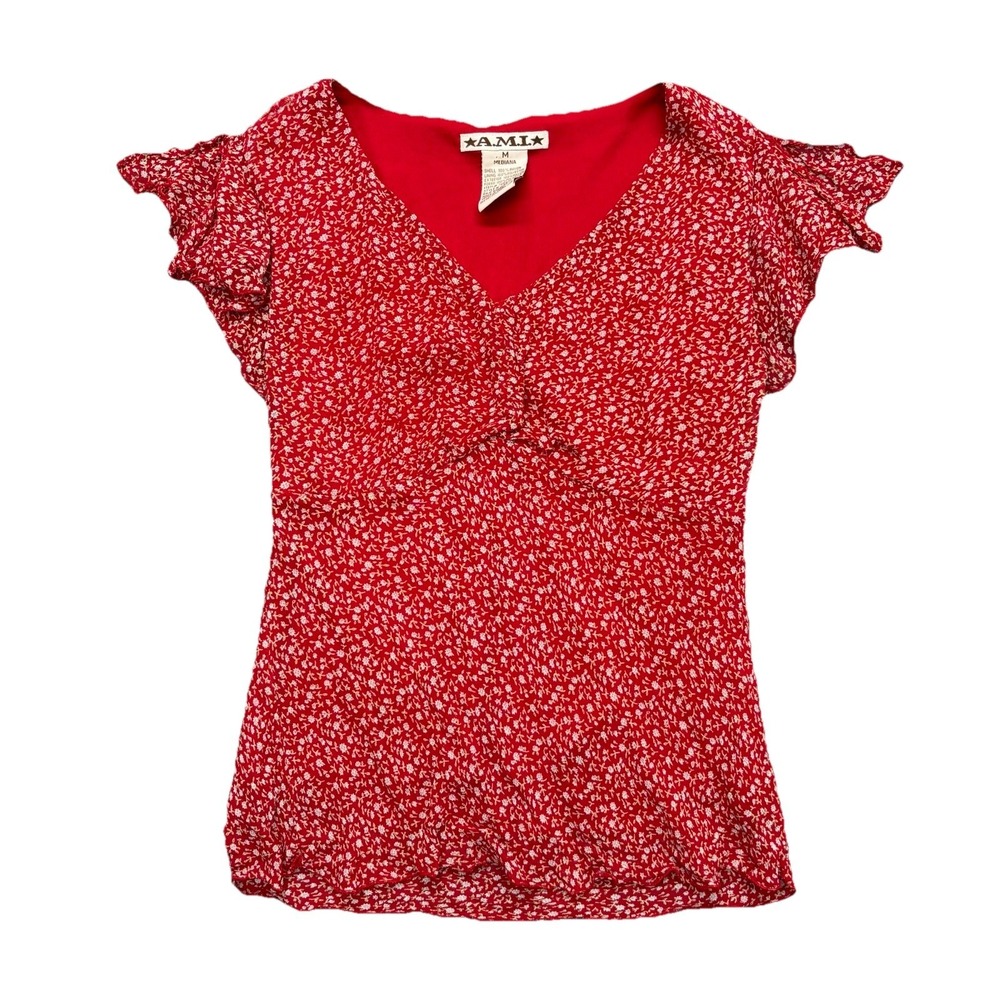 Y2K Vintage Babydoll Top Floral Slit Sleeve Size‎ M Romantic Dainty Fairy Whimsy